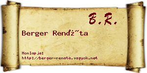 Berger Renáta névjegykártya