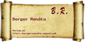 Berger Renáta névjegykártya